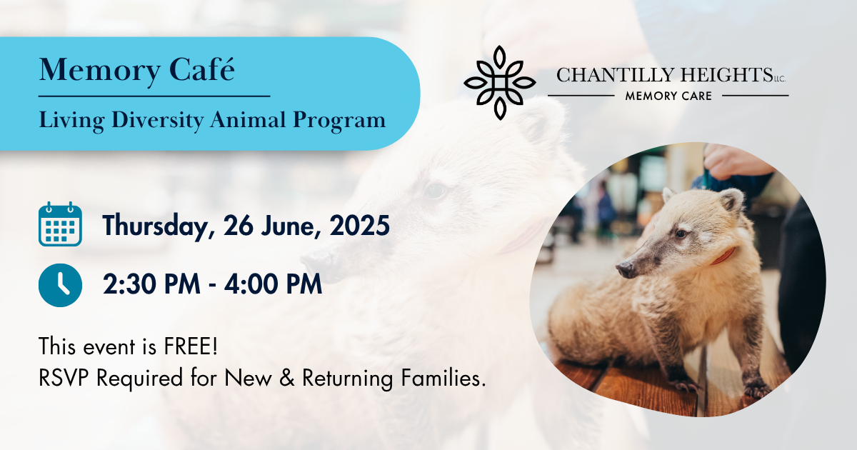 promotional flyer for June Memory Cafe at Chantilly Heights